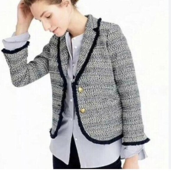 J. Crew Tweed Lady Jacket Fringe Hem - Picture 1 of 9